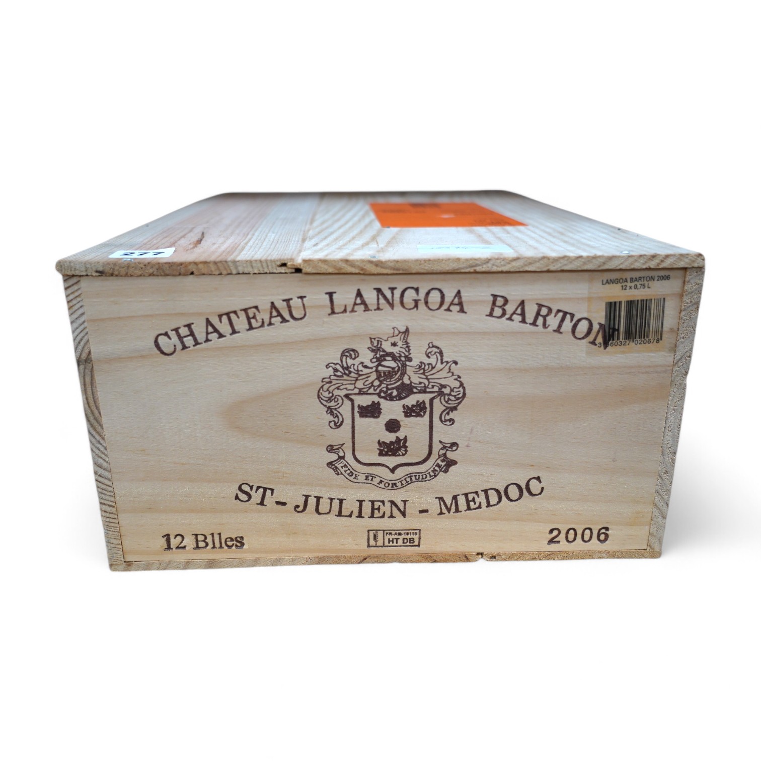 A sealed wood case of twelve bottles of 2006 Chateau Langoa Barton, Saint Julien, in OWC, purchased en primeur from The Wine Society. Condition - good